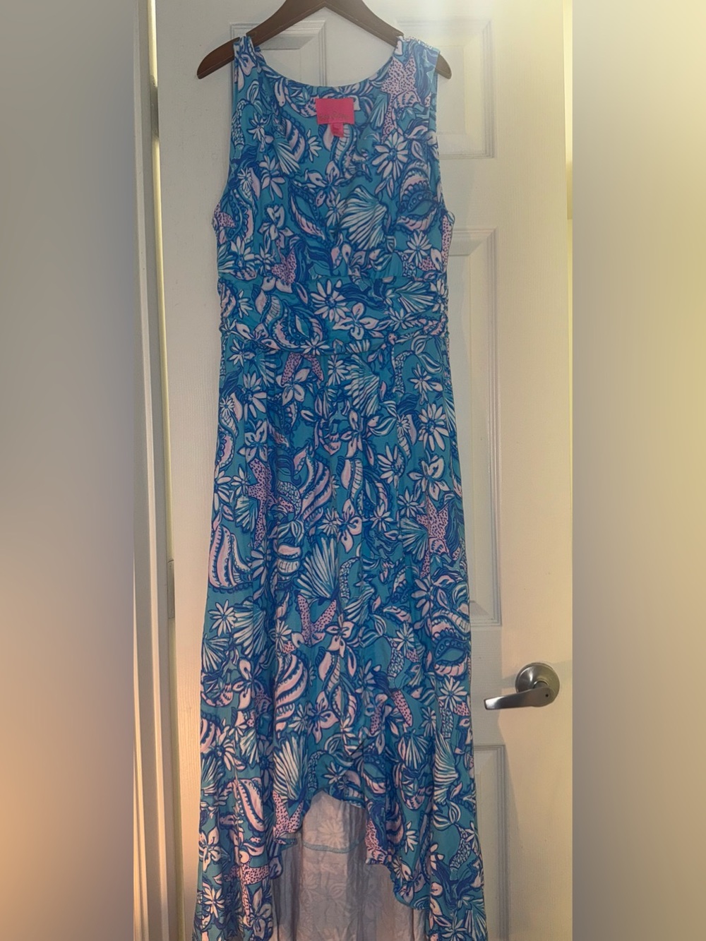 Lilly Pulitzer High Low Dress in Blue & Pink Size Medium Like New